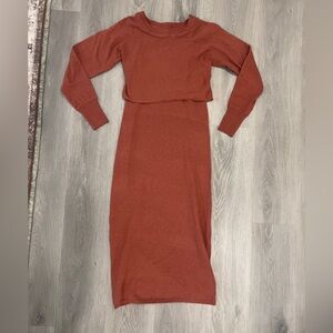 Chic Long Sleeve Rust Dress
